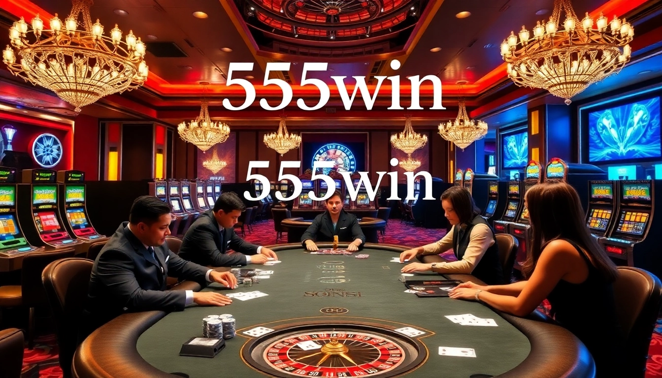 Experience high-stakes gaming at 555win casino with lively poker and roulette tables.