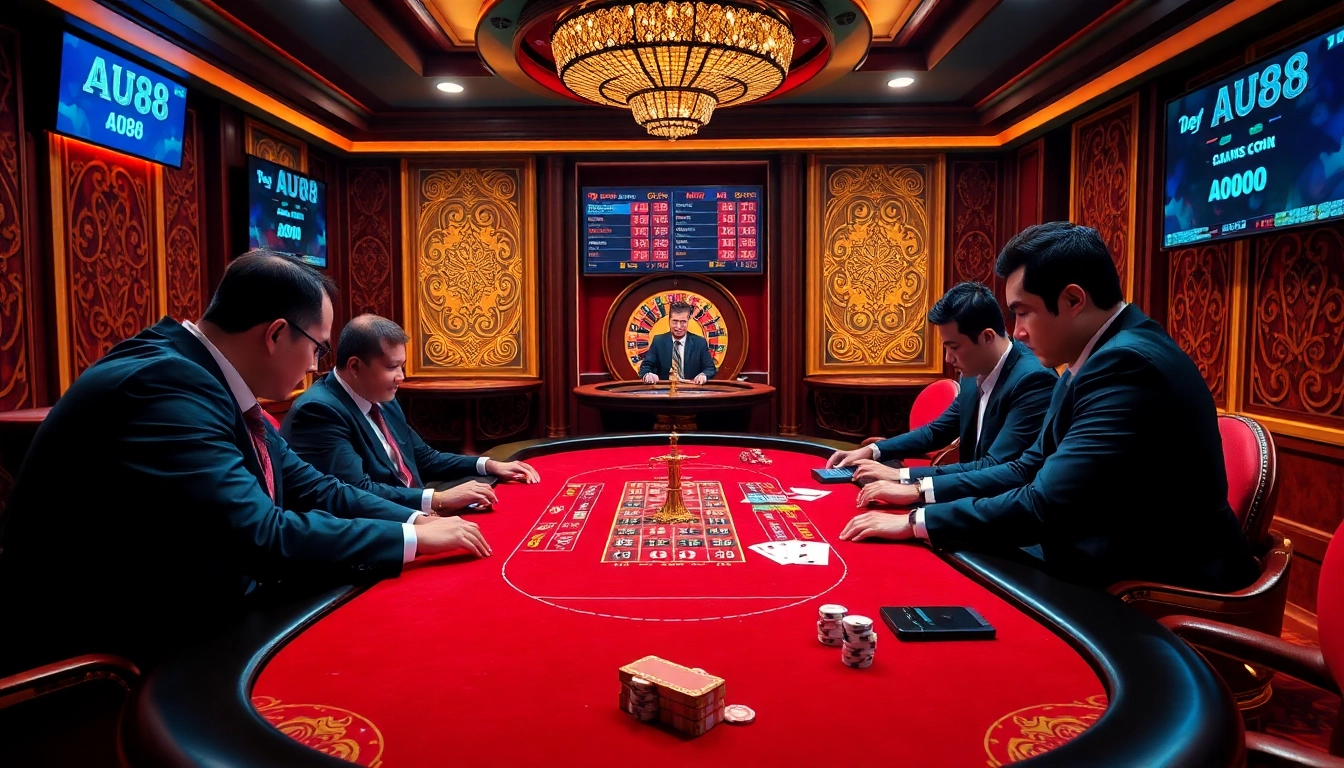 Excited players engaging in a high-stakes poker game on the AU88 platform.