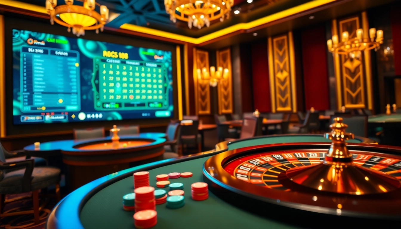 Experience excitement playing game bài ee88 at a vibrant casino table and roulette.
