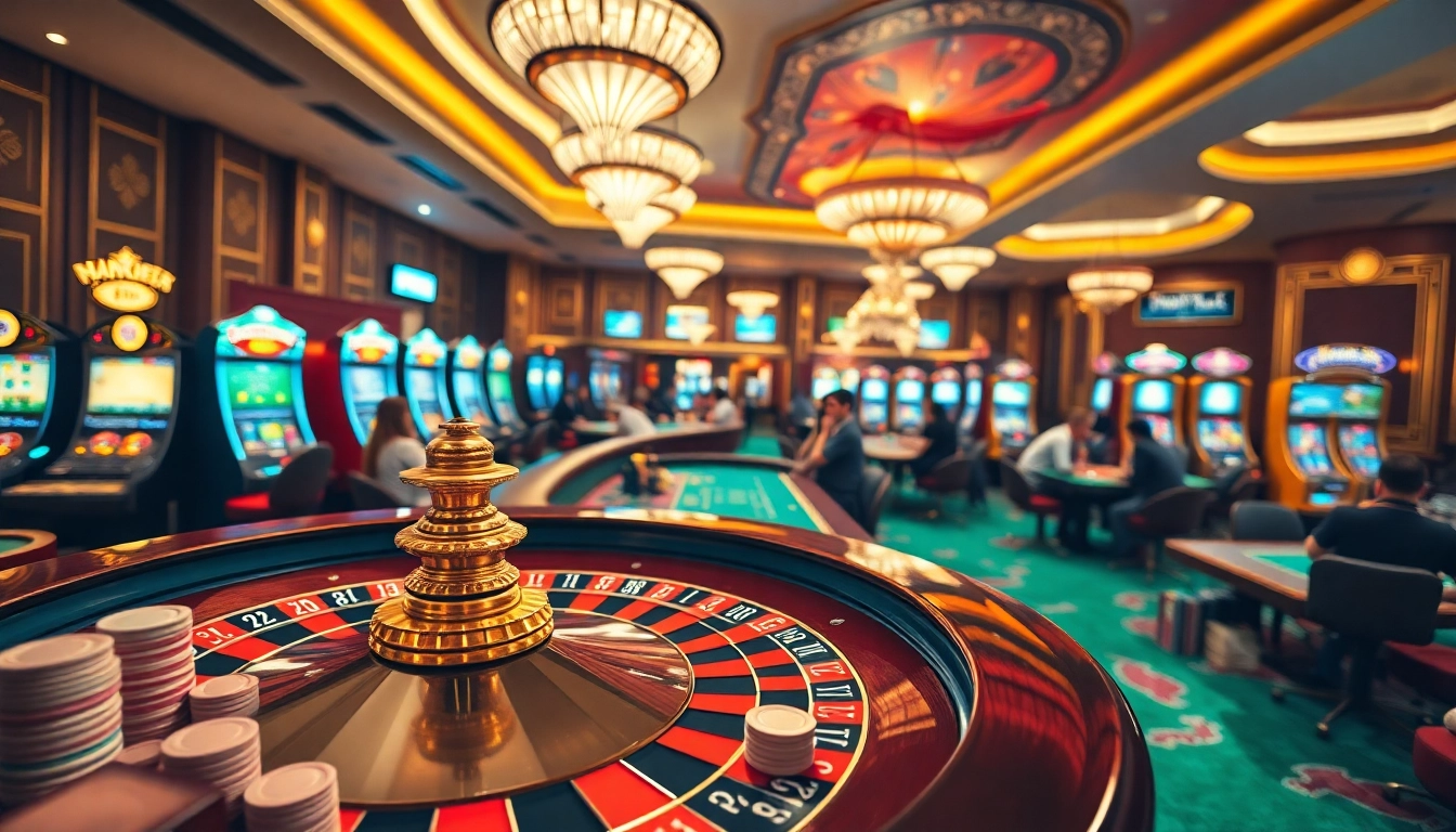 Exciting casino atmosphere featuring roulette and Link OK9 digital displays.