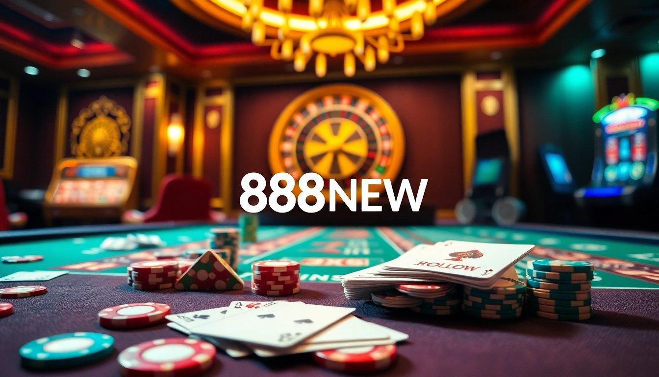 Experience thrilling wins at 888NEW, where poker chips glimmer on the upscale casino table.