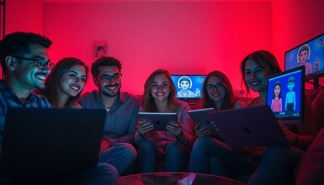 Users engaging with NSFW AI platforms, showcasing excitement and technology.