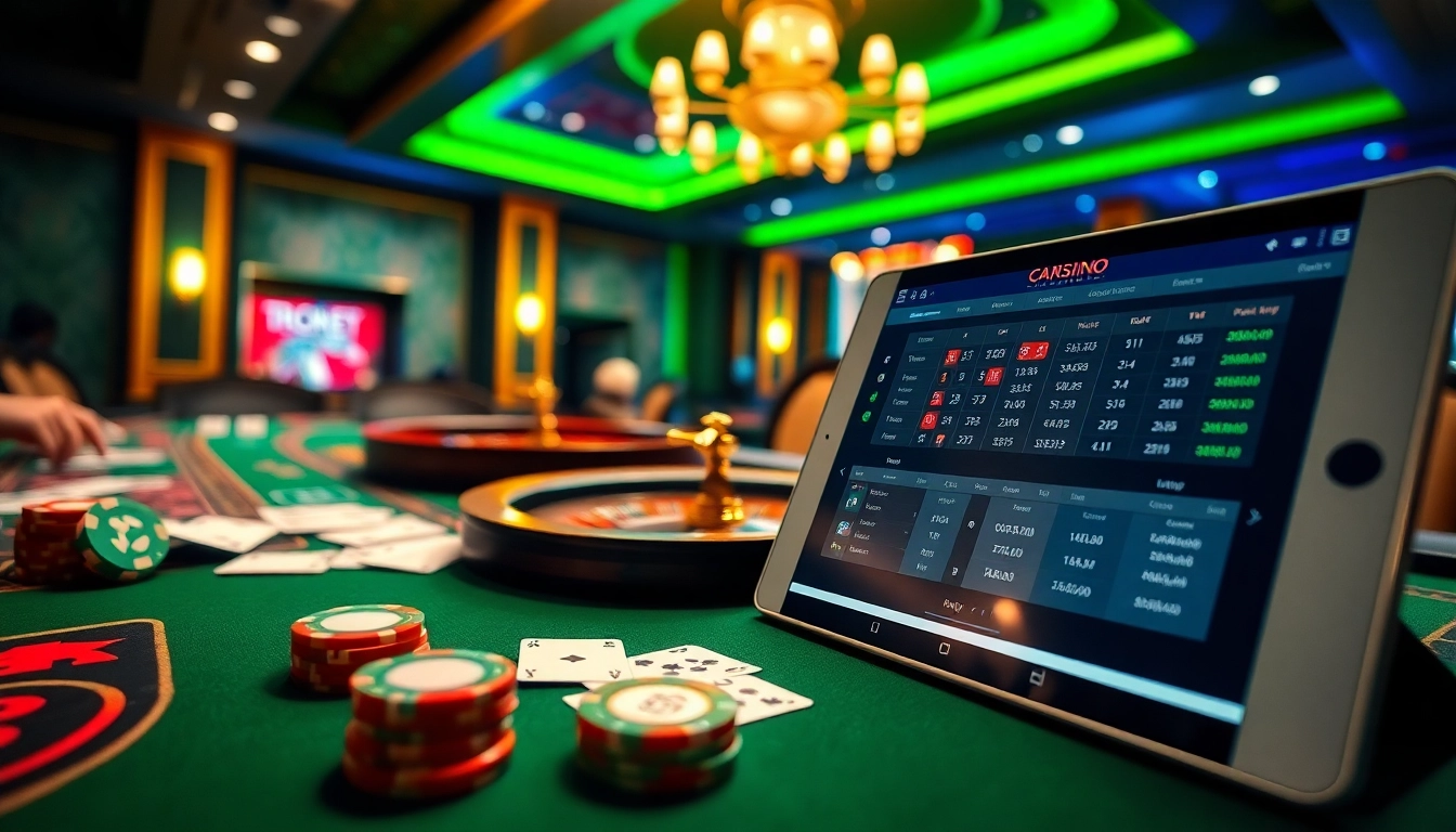 Gambling excitement with casino elements at https://ps99seo.com/ featuring poker chips and a roulette wheel.