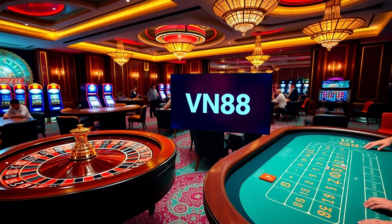 Experience thrilling gameplay at https://vn88.gives/ with vibrant roulette wheels and casino tables.