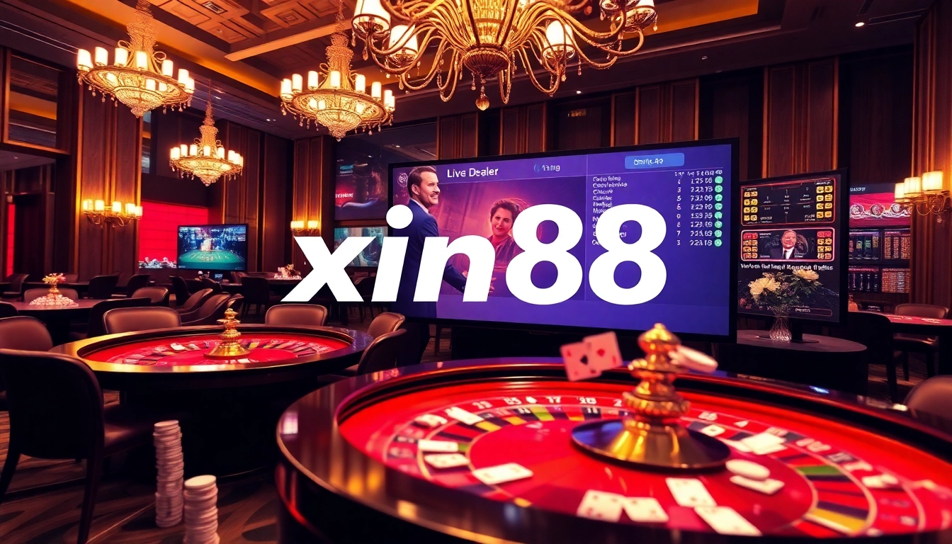 Engaging in a thrilling game of xin88 at an elegant casino table with colorful chips.
