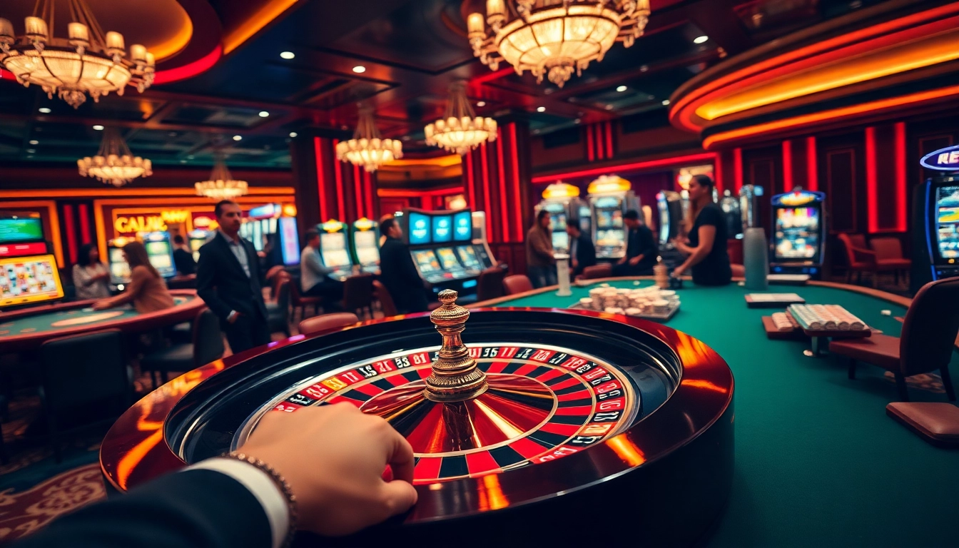 Players enjoying luck8 at luxury casino tables with vibrant games in action.