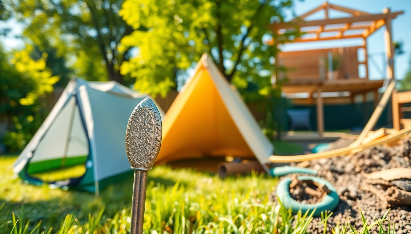 Ankor Stake מאבטח אוהל בסביבה חיצונית שטופת שמש, ומציג עמידות וגמישות.