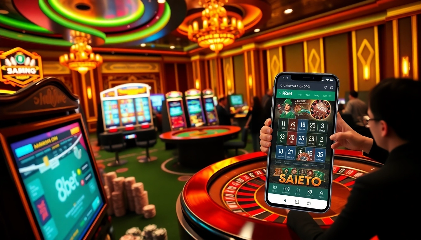 Experience the excitement of 8kbet with players engaging at a vibrant casino table.