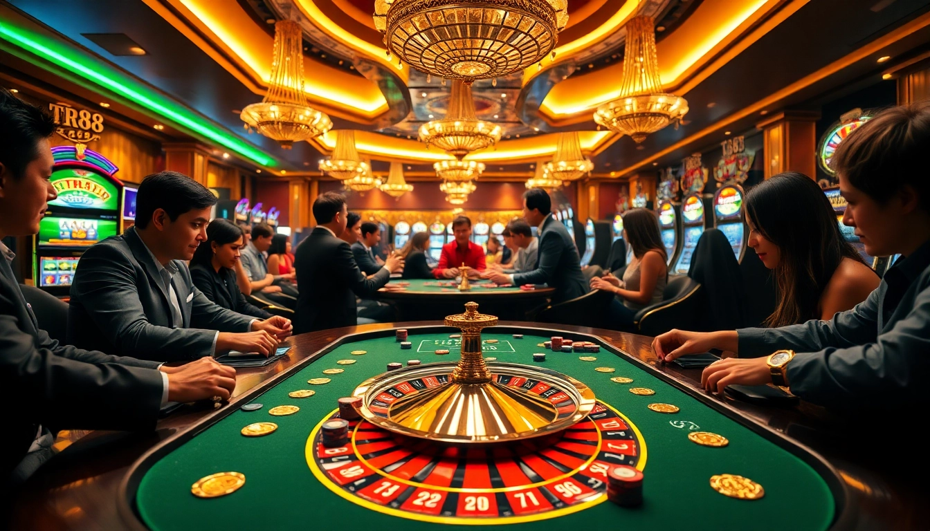 Experience the thrill of TR88 at a luxurious casino table surrounded by poker chips and a roulette wheel.
