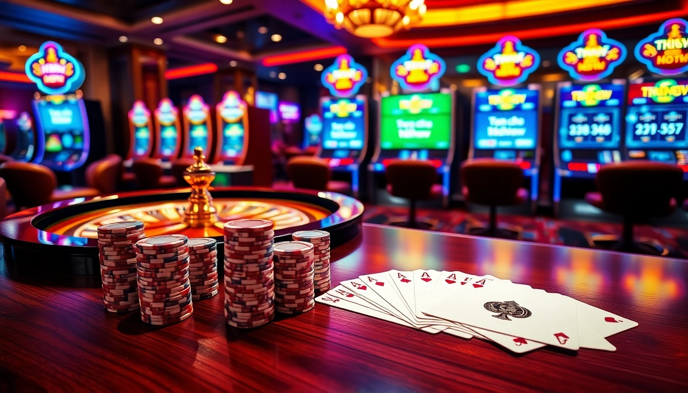 Experience luxury gambling at Trang chủ 888NEW with stunning casino visuals of poker, roulette, and slots.