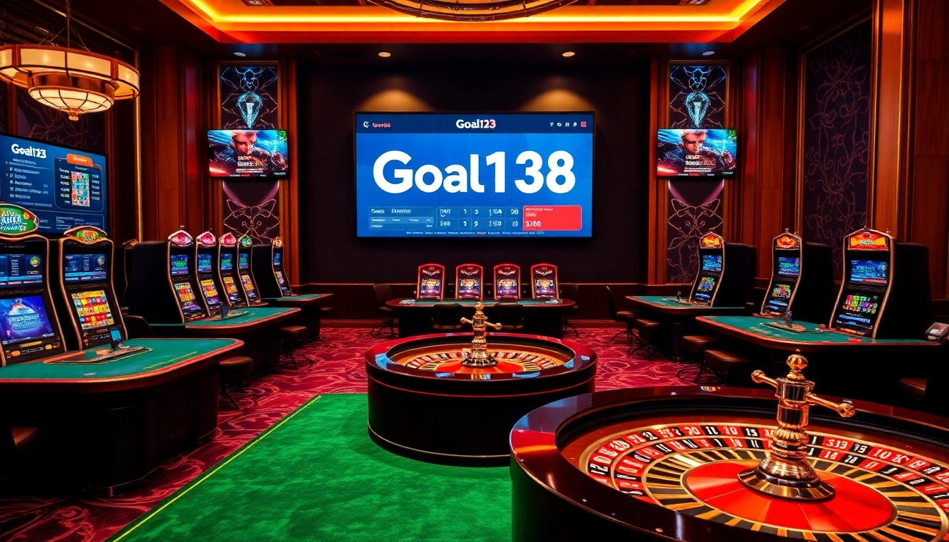 Engaging scene of Goal123 online gambling with vibrant casino elements and gameplay excitement.