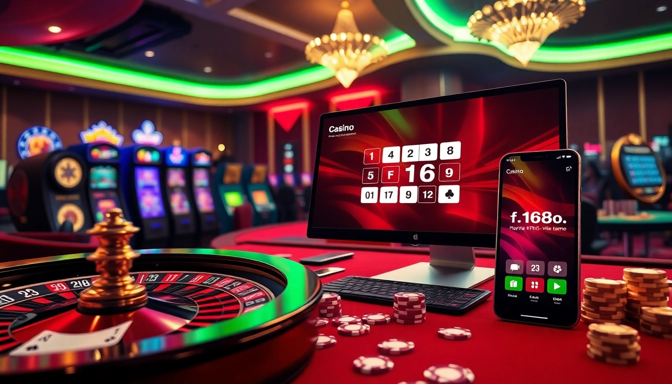 Experience thrilling gambling action at https://f168.vision/ with vibrant casino tables, cards, and winning moments.