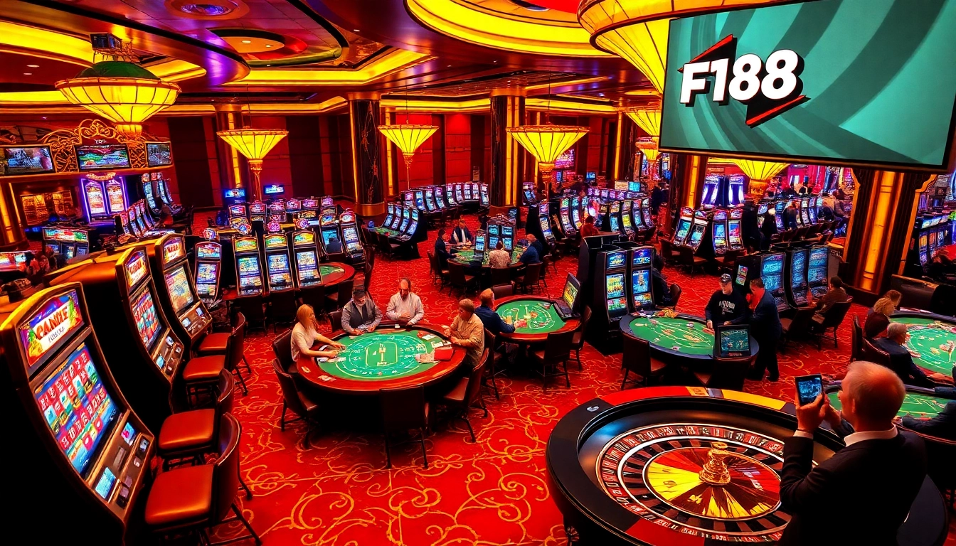 Players enjoying exciting games at F168 Casino with vibrant atmosphere and engaging tables.