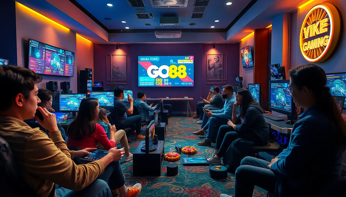 Engaged players enjoying online gaming at go-88.us.com with vibrant colors and modern tech.