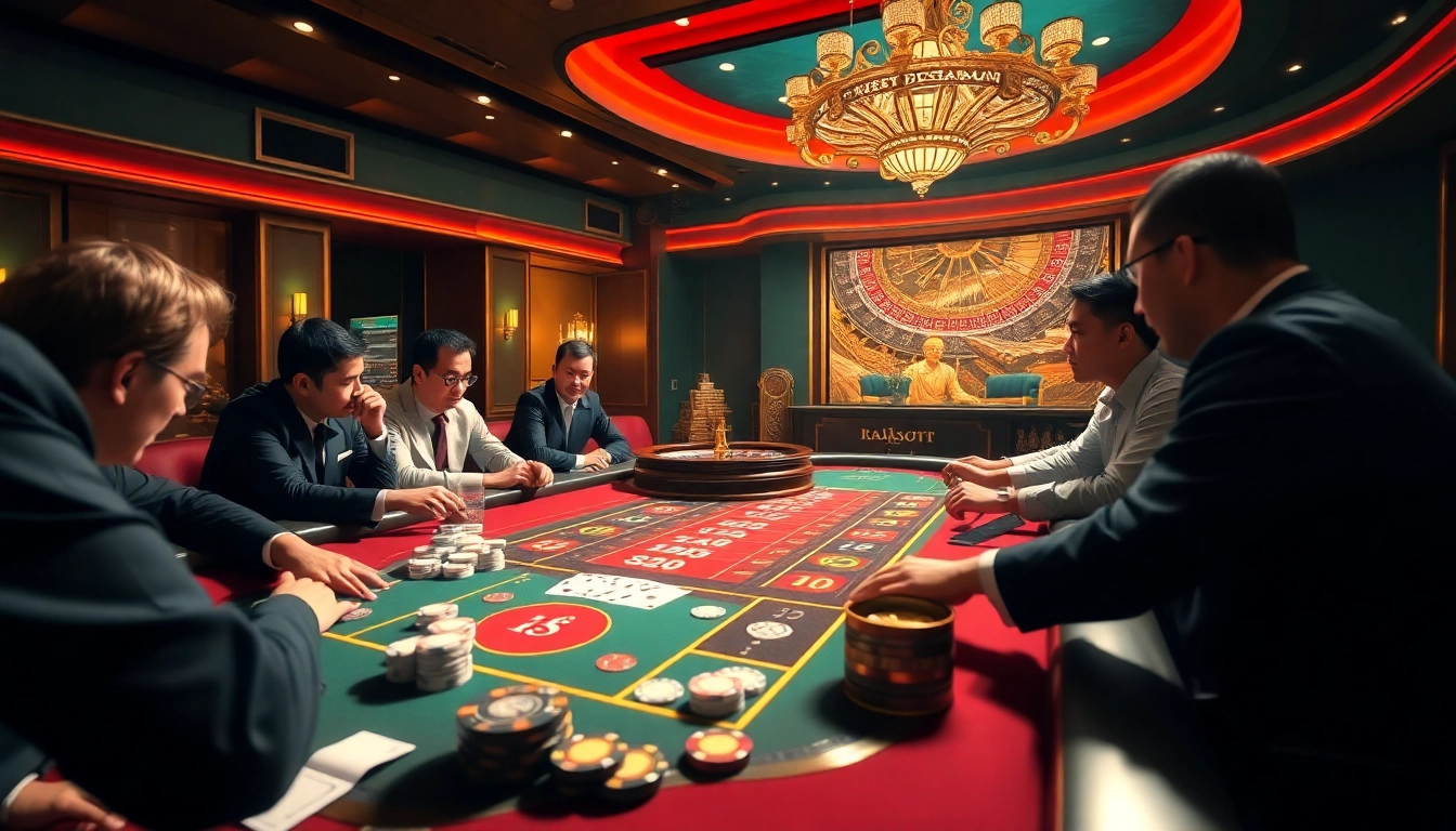 rr88 hiện đang mở - Engaging Baccarat scene showing players, vibrant casino atmosphere, and thrill of high stakes.